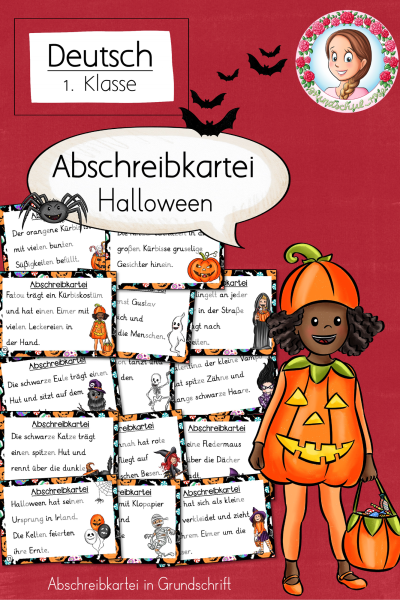 Abschreibkartei zu Halloween in Grundschrift (1. Klasse) – 720627