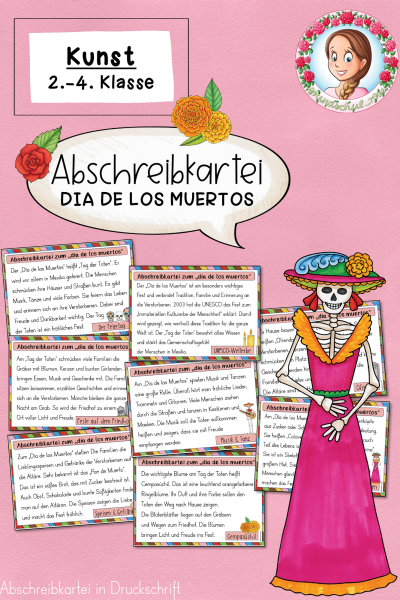 Abschreibkartei zum Dia de los muertos (2.-4. Klasse) Kunst – 1706704