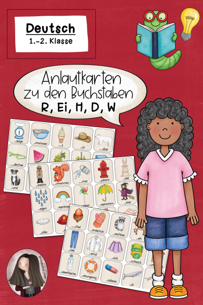 Anlautkarten zu den Buchstaben R, Ei, H, D & W (Klasse 1 bis 2) Deutsch – 302007