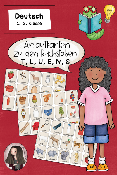 Anlautkarten zu den Buchstaben T, L, U, E, N & S (Klasse 1 bis 2) Deutsch – 233817