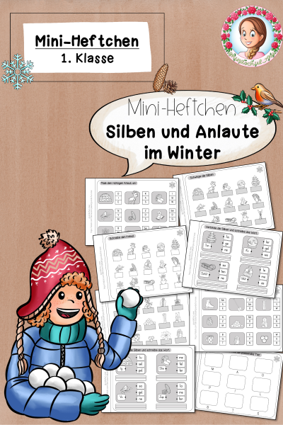 Arbeitsblätter Winter Klasse 1 Silben Anlaute Mini-Heft – 909082