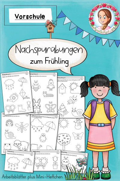 Arbeitsblätter Vorschule Frühling Nachspuren – 826478