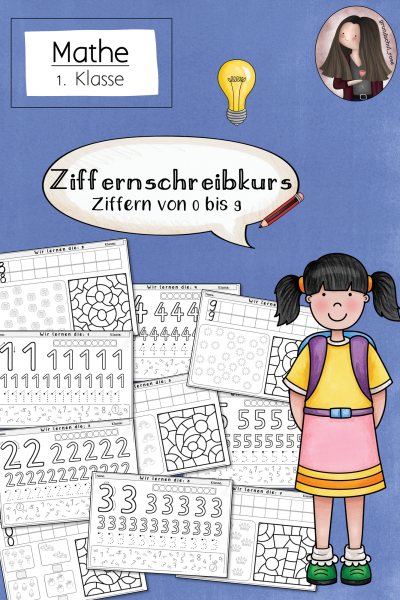 Arbeitsblätter Ziffern 0 bis 9 – Ziffernschreibkurs (Klasse 1) Mathematik – 405558