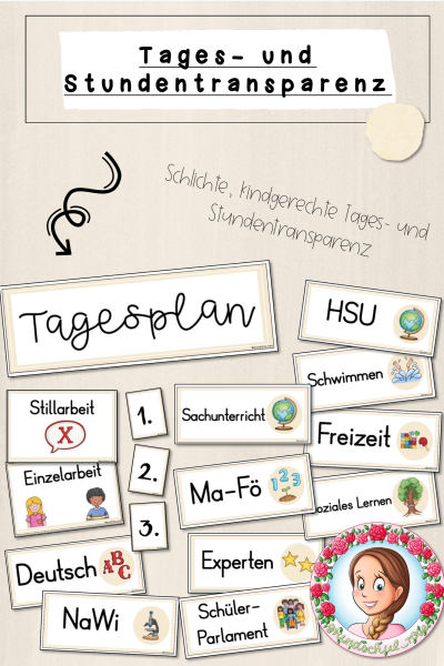 Classroommanagement: Tagestransparenz / Stundenplan Visualisierung in creme/beige – 793597