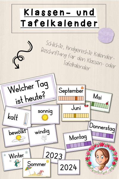 Classroommanagement: Klassen- und Tafelkalender in flieder (Visualisierung) – 792058