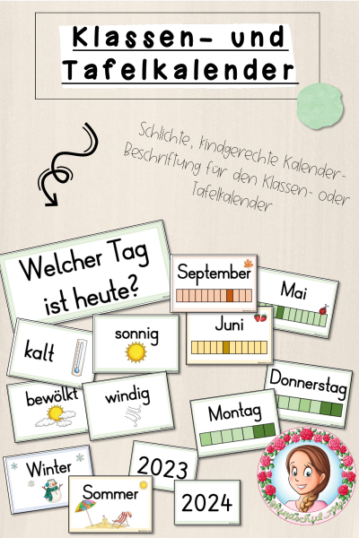 Classroommanagement: Klassen- und Tafelkalender in mintgrün (Visualisierung) – 790979
