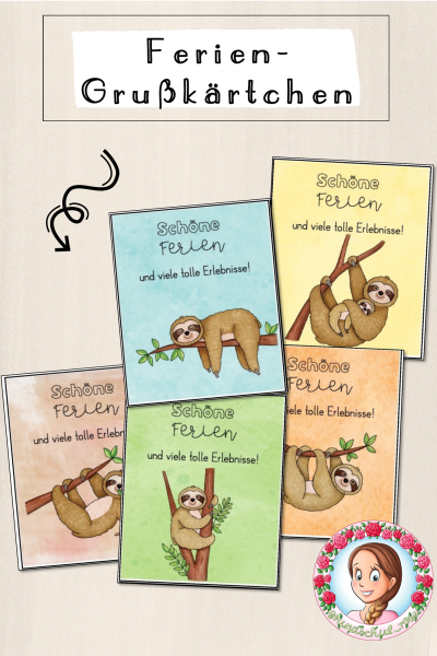 Faultier-Klasse: Feriengrüße / Feriengruß (Classroommanagement) – 887536