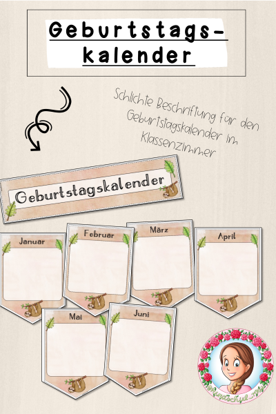 Faultier-Klasse: Geburtstagskalender (Classroommanagement) – 887533