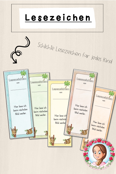 Faultier-Klasse: Lesezeichen (Classroommanagement) – 887532