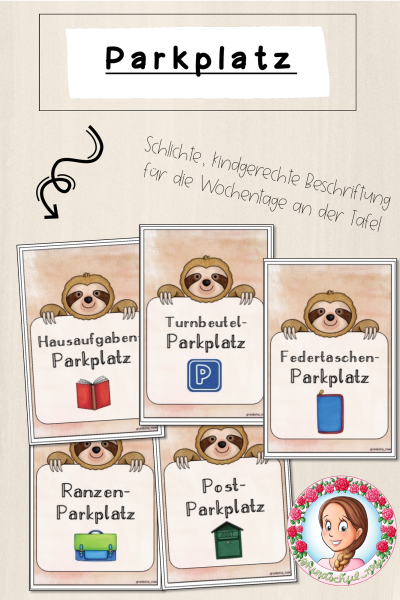 Faultier-Klasse: Parkplatz-Karten (Classroommanagement) – 887523