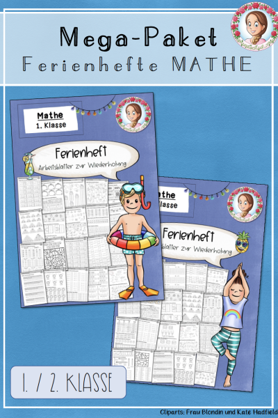 Ferienheft Mathe 1.& 2. Klasse – Wiederholung & Übungen Mega-Paket – 1586430