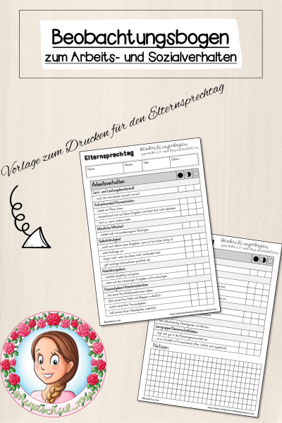 FREEBIE: Beobachtungsbogen zum Arbeits- und Sozialverhalten (Elternsprechtag/Lernentwicklungsgespräch) – 746736
