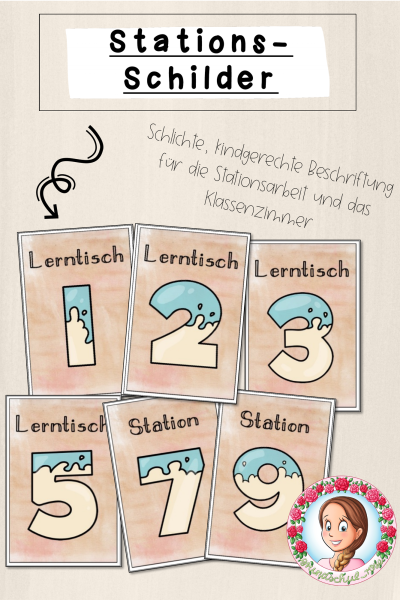 FREEBIE: Stationsschilder / Classroommanagement (milky) – 829957