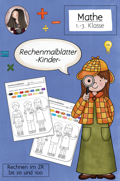 Freebie: Rechenmalblätter „Kinder“ (1.-3. Klasse) – 113704