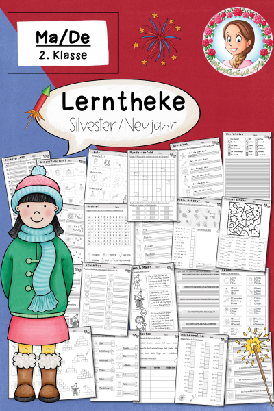 Freiarbeit an Silvester/Neujahr: Lerntheke Mathe / Deutsch (Klasse 2) – 758185