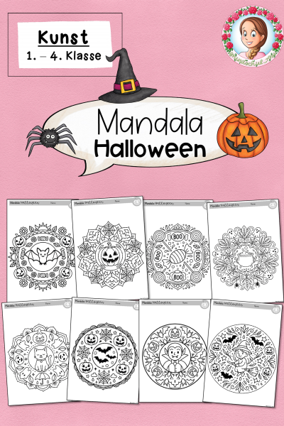 Halloween-Mandala Kunst Ausmalbilder (1.-4. Klasse) – 1651835