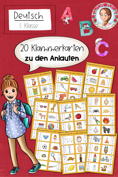 Klammerkarten Anlaute / Laute (1. Klasse) Deutsch – 703869