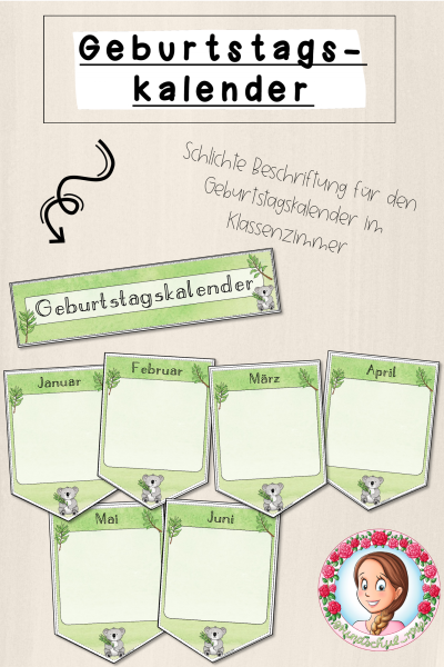 Koala-Klasse: Geburtstagskalender (Classroommanagement) – 874949
