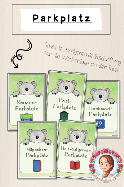 Koala-Klasse: Parkplatz-Karten (Classroommanagement) – 874727