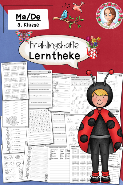 Lerntheke Frühling (3. Klasse) Deutsch Mathe Freiarbeit – 828570
