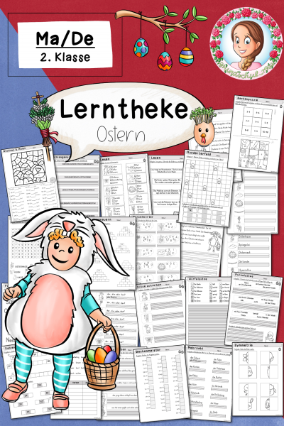 Lerntheke Ostern (Klasse 2) Deutsch Mathe Freiarbeit – 807980