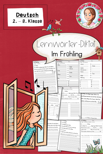 Lernwörter Frühling Diktat (Klasse 2 bis 3) – 1070930