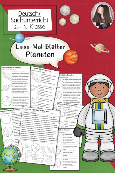 Lesemalblätter Planeten Klasse 2 bis 3 – 415776