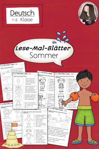 Lesen & Malen Sommer – Lesemalblätter Deutsch 1. & 2. Klasse – 332098