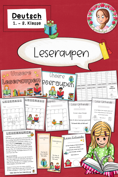 „Leseraupen“ / Lesen – Materialpaket (1.-3. Klasse) Deutsch – 1221170