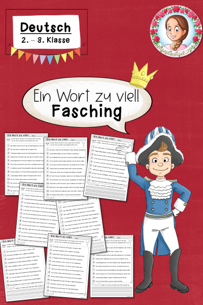 Leseübung / Ein Wort zu viel: Fasching / Karneval (2.-3. Klasse) Deutsch – 525411