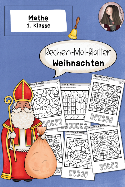 Mathe an Weihnachten: Rechenmalblätter (1. Klasse) – 492736