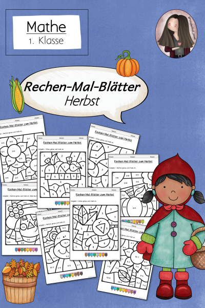 Mathe im Herbst: Rechenmalblätter (1. Klasse) – 397843