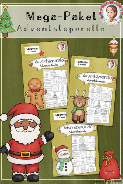 Mega-Paket Adventsleporello /Adventskalender / Leporello zu Weihnachten (1.-3. Klasse) – 998470