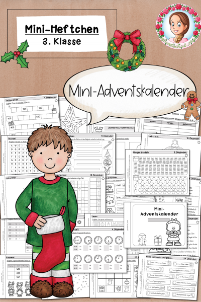 Mini-Heft Adventskalender Weihnachten (3. Klasse) Mathematik Deutsch – 735145
