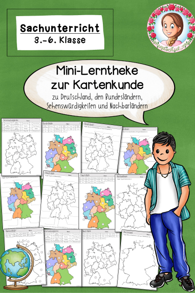 Mini-Lerntheke zur Kartenkunde zu den Bundesländern / Bundesländer / Deutschland (3.-6. Klasse) – 1091110