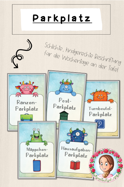 Monster-Klasse: Parkplatz-Karten (Classroommanagement) – 891275