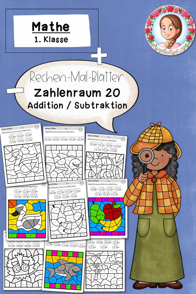 Rechenmalblätter Klasse 1 – Addition & Subtraktion im ZR 20 – 1037138
