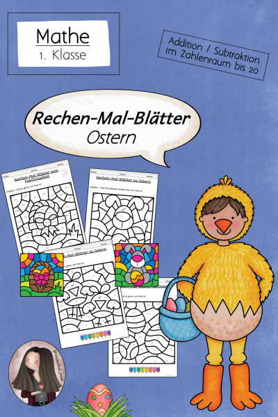 Rechenmalblätter Ostern Addition Subtraktion Klasse 1 ZR 20 – 293829