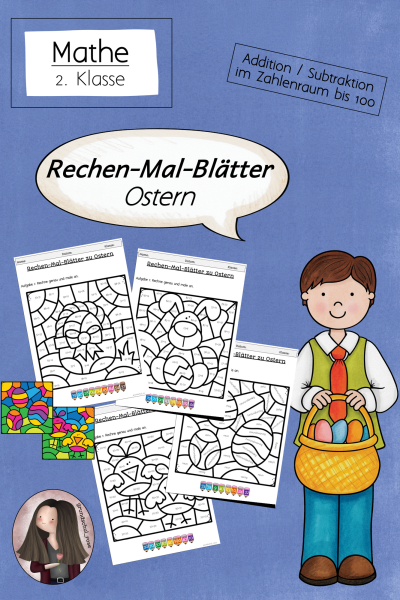 Rechenmalblätter Ostern ZR 100 (Klasse 2) Mathematik – 293833