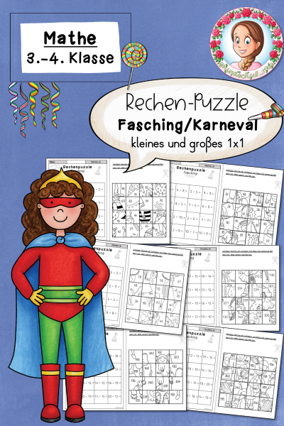 Rechenpuzzles Fasching Einmaleins ZR 1000 (kleines und großes 1×1) – 1045442