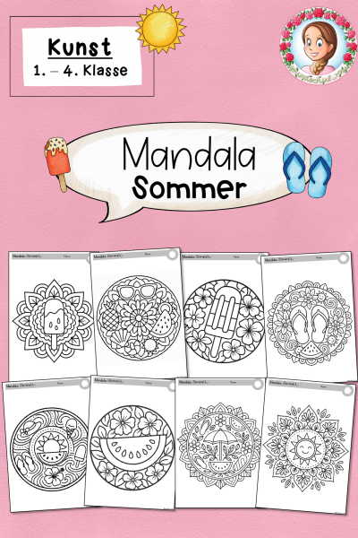 Sommer-Mandala Kunst Ausmalbilder (1.-4. Klasse) – 1613779