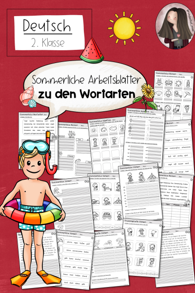 Sommerliche Arbeitsblätter zu den Wortarten (2. Klasse) – 646688