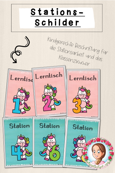 Stationsschilder / Classroommanagement (Einhorn) – 1404276