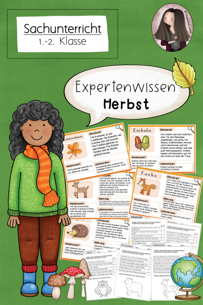Wissenskartei / Arbeitsblätter Herbst (Klasse 1 bis 2) Sachunterricht – 86890