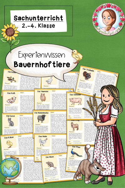 Wissenskartei Bauernhoftiere / Bauernhof (2.-4. Klasse) Sachunterricht – 800003