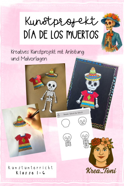 Día de los muertos | Kunstprojekt mit Anleitung | Klasse 1, 2, 3, 4, 5, 6