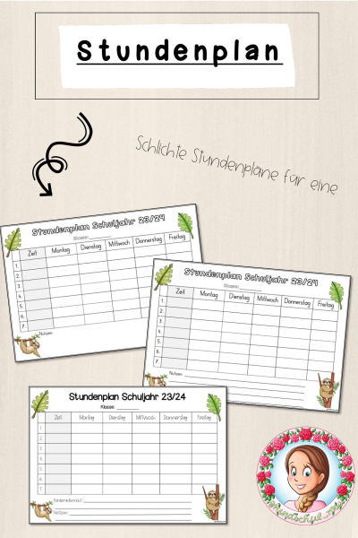 Faultier-Klasse: Stundenplan (Classroommanagement) – 887501