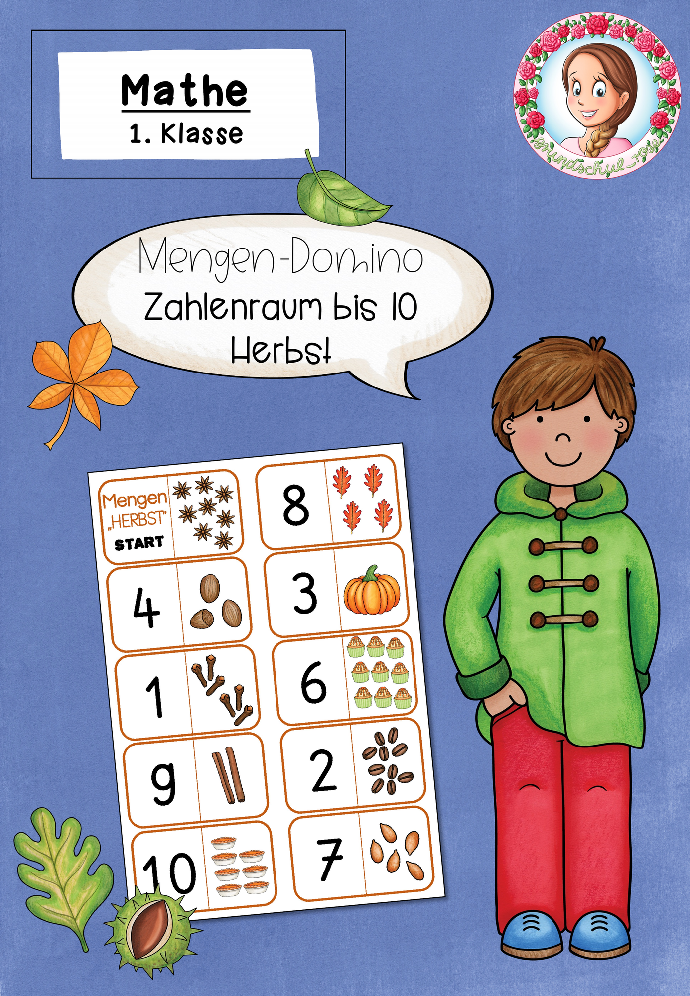 FREEBIE: Domino-Spiel zur Mengenerfassung (Klasse 1) ZR10 Herbst – 1709010