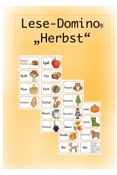 FREEBIE: Lese-Lege-Domino® für den Herbst (1./2. Klasse) – 88103