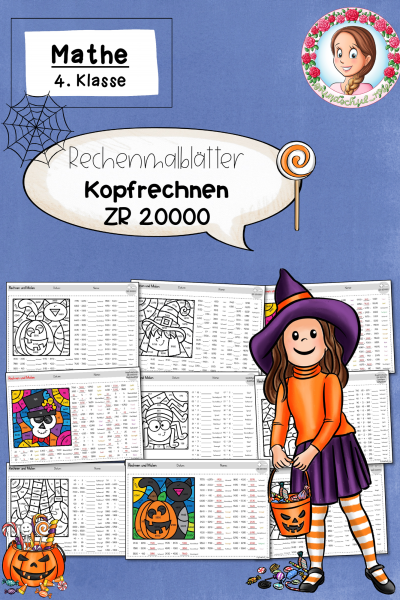 Halloween: Rechen-Mal-Blätter ZR 20000 – Rechnen und Malen – Addition & Subtraktion & Multiplikation & Division (4. Klasse) (1741760)